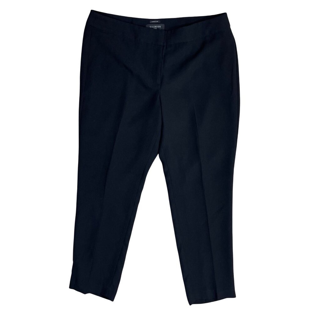 Talbots Petites Signature Trouser Pants Size 12P Black Flat Front Workwear